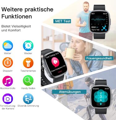 Розумний годинник 2026 для чоловіків та жінок з ЕКГ ВСР / артеріальним тиском / ІМТ / сечовою кислотою / лічильником крові, 1,75-дюймовий HD годинник для здоров&39я з 24-годинним моніторингом серцевого ритму, SpO2, температурою тіла, монітором сну, фітнес