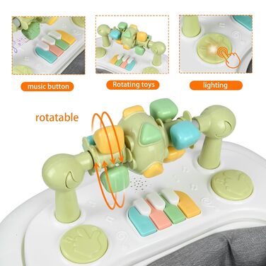 Дитячі ходунки Homewell 2-в-1, регульована висота в 3 положеннях, допоміжний пристрій для ходьби, навчальний центр з клавішами піаніно, розвиваючі ходунки, ходунки для дітей 624 місяців (світло-зелені)