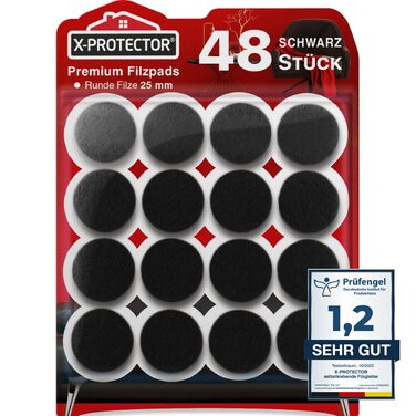 Фетрові накладки для меблів 25 мм, 48 шт., чорні X-Protector