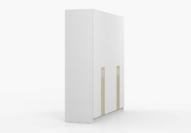 Шафа з розпашними дверима, Шафа - Шафа для спальні - 57 x 200 x 210 см - Шафа для вітальні, Вішалка для пальто, Тумба з полицями та двома вішаками для одягу - Біла