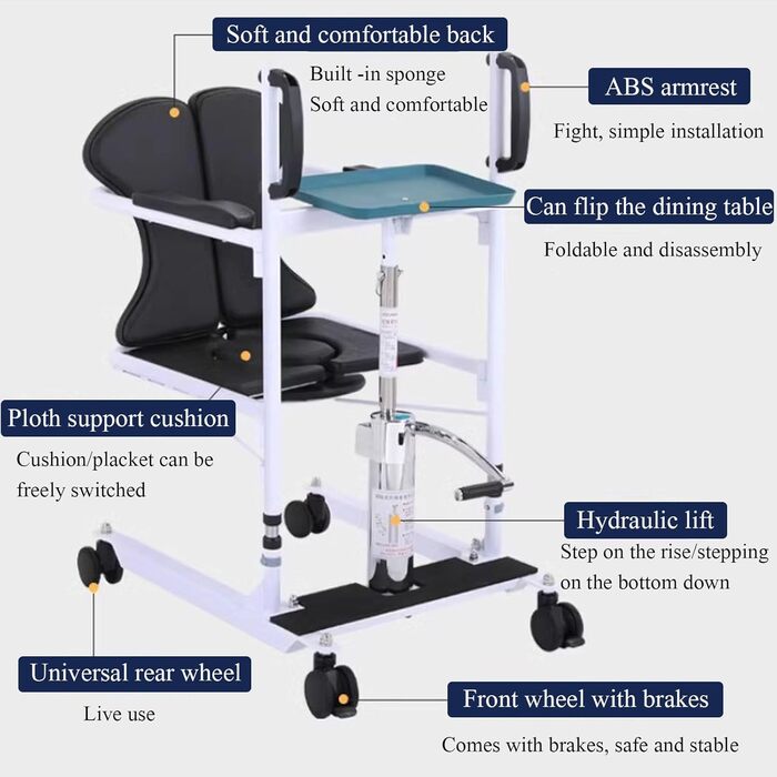 Гідравлічне крісло для пацієнта SACLMD для дому, крісло для підйому пацієнта додому, портативне крісло для перенесення, крісло для підйому пацієнта інвалідне крісло