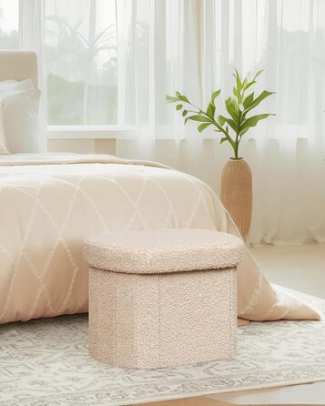 Лавка для зберігання Bonlife, Складана скриня для зберігання, Пуф для ніг, Love, для спальні, вітальні, коридору, Бежевий, 41 x 31 x 31 см (Бежевий 41Г x 31Ш x 31В см)