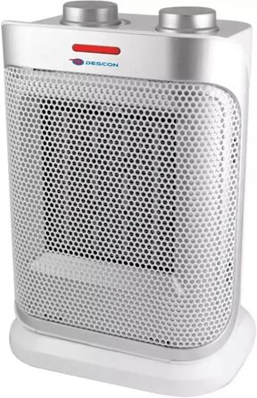 Керамічний вентилятор-обігрівач з коливаннями DESCON 1500 Вт, білий, 3 режими потоку повітря, термостат, захист від перегріву, для зонального обігріву, компактний дизайн