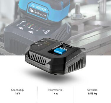 Зарядний пристрій HGERT TECHNIK 4A 18V, функція швидкої зарядки, захист від перегріву та короткого замикання, індикатор зарядки, ефективна зарядка, ідеально підходить для акумуляторів 2A, 4A, 6A