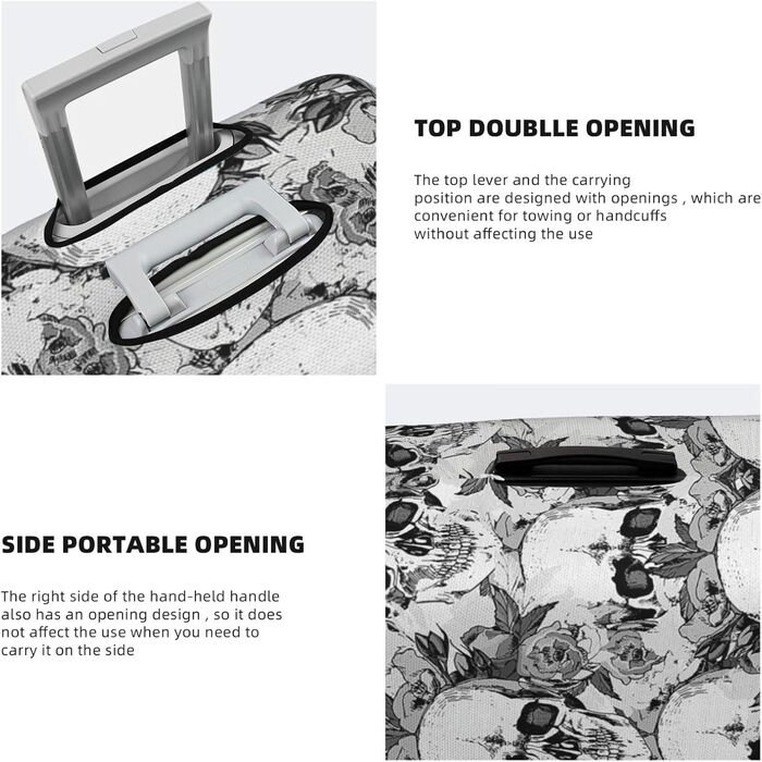 Чохол для валізи BAFAFA з принтом черепа та скелета, захист від подряпин та пилу, еластичний, чорний, розмір 95