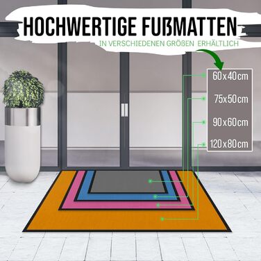 Персоналізований килимок для дверей Print Royal з логотипом та індивідуальним текстом - Килимок з логотипом - Килимок для бруду з логотипом Нековзний, 60x40 см з гумовим краєм