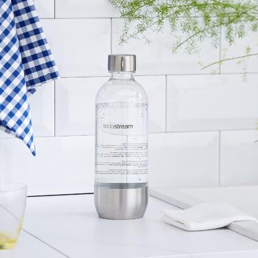 ПЕТ-пляшка SodaStream з нержавіючої сталі, змінна пляшка для виробника газованої води SodaStream з механізмом в один клік, 1 л одинарна