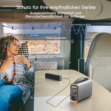 Портативна електростанція JustNow 240 Вт/240 Втгод, мобільний накопичувач енергії LiFePO4 з виходом AC/DC/USB/PD 60 Вт, сонячний генератор для кемпінгу, використання на свіжому повітрі, для автофургонів, надзвичайних ситуацій, резервного копіювання вдома