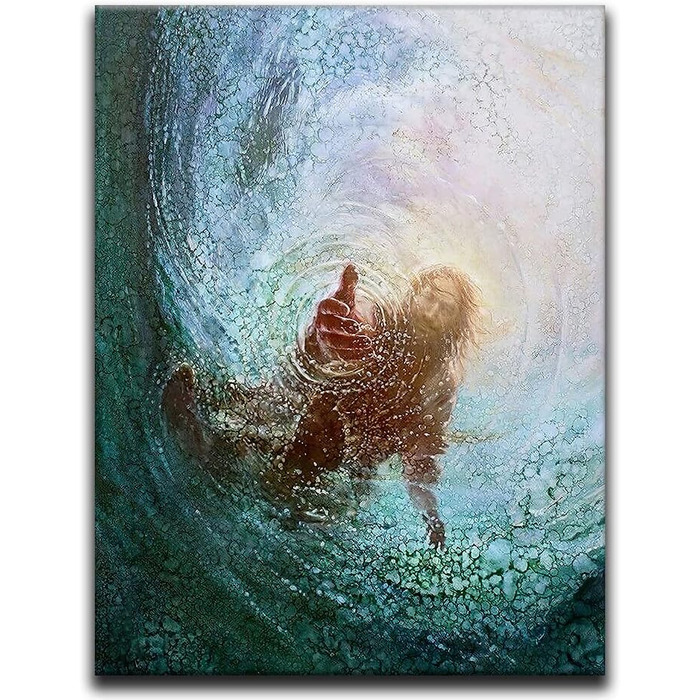 Настінний живопис на полотні, вінтажний стиль, Ісус, водний постер, християнський подарунок, мотив рука Божа, картина з релігійним