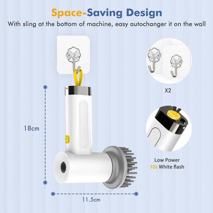 Електрична щітка для чищення, віджимний скребок для ванної кімнати та затірки, щітка для чищення домогосподарства з 5 насадками, 2