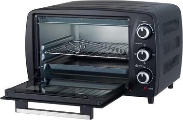 Компактна міні-піч ICQN 15 літрів, 1200 Вт, таймер 60 хв, 3 функції приготування, 90-230C, мала кемпінгова духовка, антрацит, гарантія 2 роки