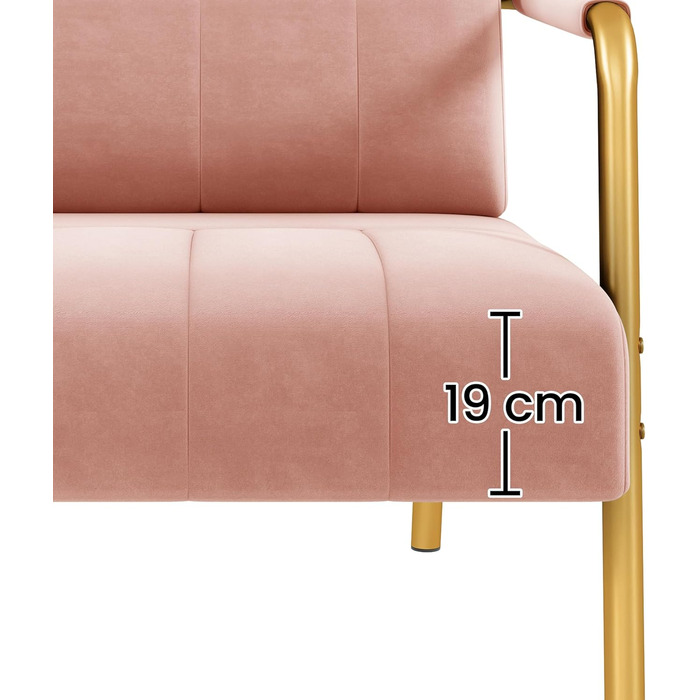 М&39який диван Yaheetech з підлокітниками та металевими ніжками, сучасний двомісний диван з 2 поперековими подушками, диван для вітальні, домашнього офісу, рожевий, 143,5 см Ш, рожевий