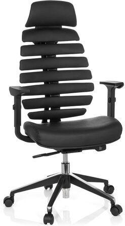 Офісне крісло Ergo LINE II PRO, 71 x 45 x 60 см, натуральна шкіра / алюміній, чорний