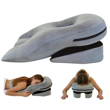 Подушка для сну обличчям вниз, післяопераційна подушка для підтримки, регульований по висоті масажний підголівник для ліжка, обладнання для відновлення після вітректомії сітківки (сірий)