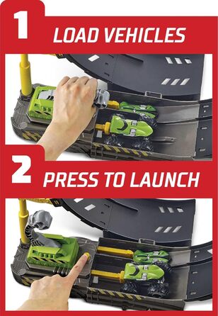 Ігровий набір Monster Trucks Looping Challenge з 1 вантажівкою-монстром і 1 транспортним засобом у масштабі 164, гоночний трек для