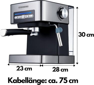 Кавоварка Steinborg Машина для портафільтра 15 бар Кавоварка з портафільтром з піноутворювачем молока Машина для капучино Резервуар для води об'ємом 1,6 літра