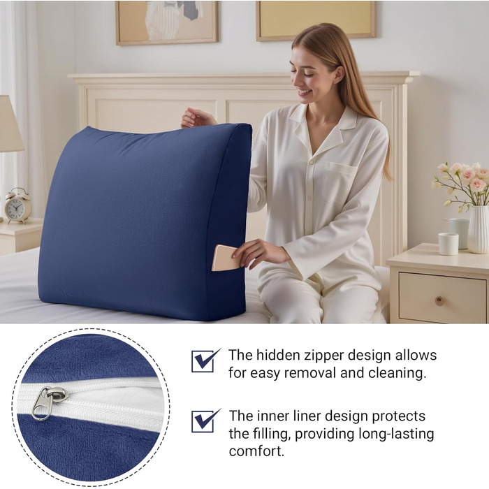 Подушка для дивана 601350 см М&39яка подушка для спинки зі знімним чохлом Зручні подушки для дивана та кушетки Декоративна подушка для спинки вітальні, синя, 601350 см