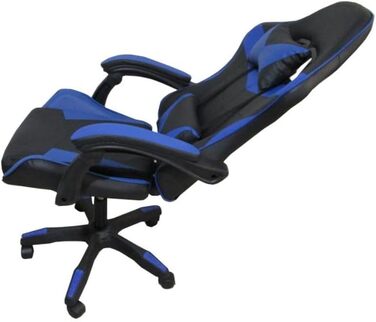 Регульоване м&39яке ігрове крісло з колесами чорного та синього кольорів - Kiter