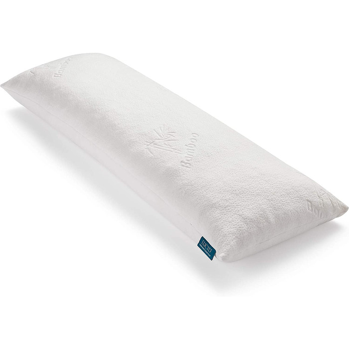 Подушка для сну на боці LUCID з подрібненого пінного матеріалу з ефектом пам&39яті подушка для тіла ідеально підходить для вагітних надзвичайно м&39який чохол з бамбукового віскози, білий, (1 упаковка)