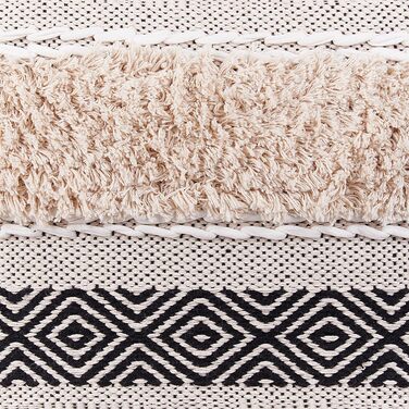 Кремово-білий пуф, 50 x 50 см, бавовна в стилі бохо, ретро декоративні елементи, Канам