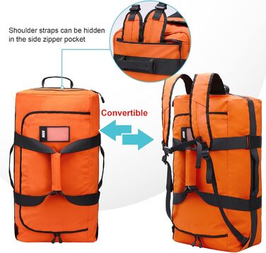 Чоловіча спортивна сумка MIER, водостійка дорожня сумка, великий міцний трансформований спортивний рюкзак з ремінцями для рюкзака та відділенням для взуття для спортзалу, спорту, подорожей, сумка для речей, 60 л/90 л помаранчевого кольору 60 л