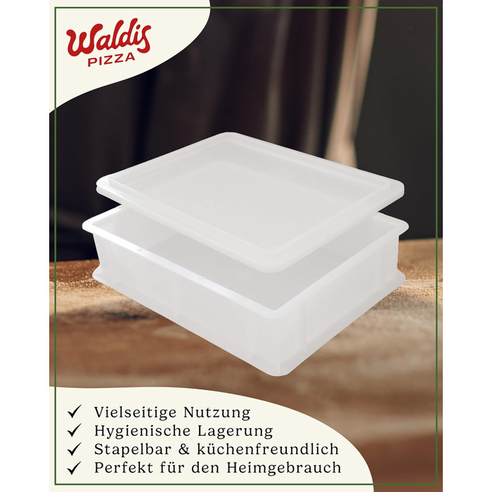 Коробка для піци Waldis Pizza Ball Box - 40 х 30 см, висота 10 см - Коробка для зберігання з кришкою - Коробка для розстойки тіста для піци - Аксесуари для піци