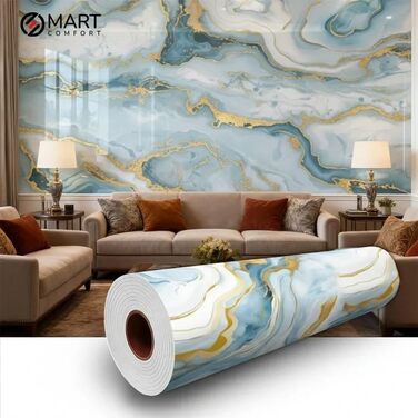 Самоклеюча вінтажна наклейка на стіну з ПВХ - Мармурова водонепроникна наклейка, що відклеюється та клеїться, для вітальні, кухні, ванної кімнати, офісу та комерційних приміщень (0,6 x 3 м) - 1 рулон (LK 145)