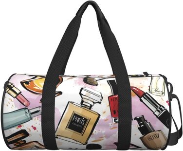 Дорожня сумка-циліндр з тематичним принтом косметики та макіяжу, спортивна сумка для чоловіків та жінок, сумка-мішок, спортивна дорожня сумка