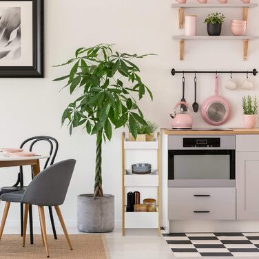 Полиця для ванної кімнати Relaxdays з 3 кошиками, окремостояча полиця з бамбука та МДФ, ВxШxГ 74,5 x 28 x 20 см, кухонна полиця, натуральний/білий колір, інженерна деревина