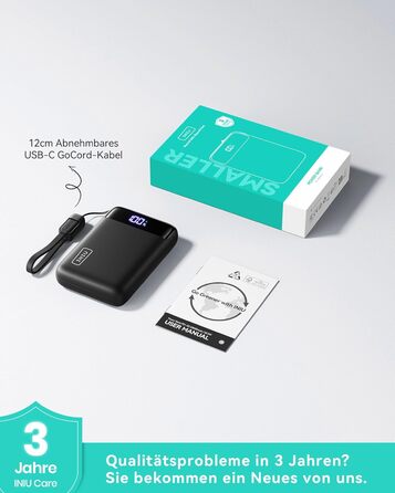 Ультракомпактний портативний зарядний пристрій ємністю 20000 мАг 22,5 Вт із швидкою зарядкою, зовнішні акумулятори для мобільних телефонів з входом та виходом USB-C, маленький, але потужний акумулятор для iPhone 17 16 15 Pro, Samsung S25 S24, iPad, подоро