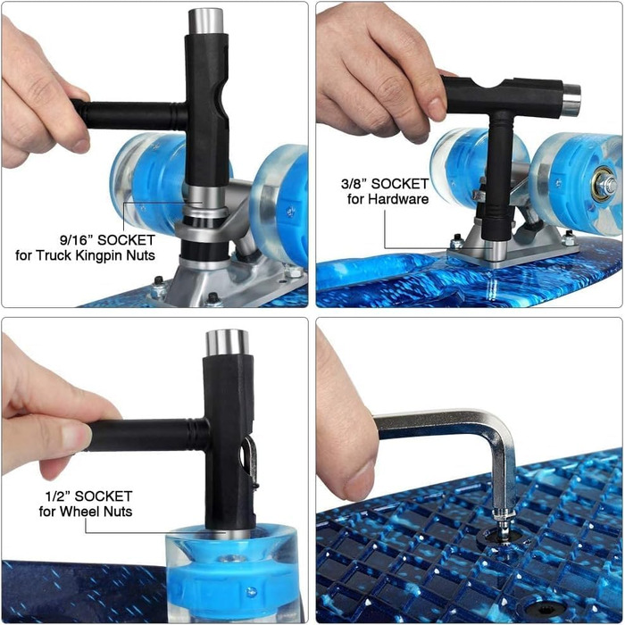 Скейтборд для дітей, підлітків та дорослих BELEEV Mini Cruiser Skateboard 22 Inch – Galaxy Blue, світлодіодні колеса з підсвічуванням