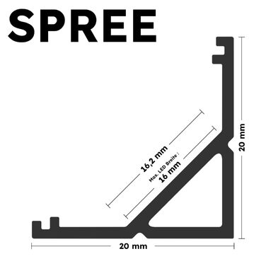 Алюміній - світлодіодний алюмінієвий профіль чорний - 200 см - кутовий профіль - опалова кришка з аксесуарами - для світлодіодної стрічки 16 мм - сумісна з Philips Hue - Spree (Spree Black 200 Semi)