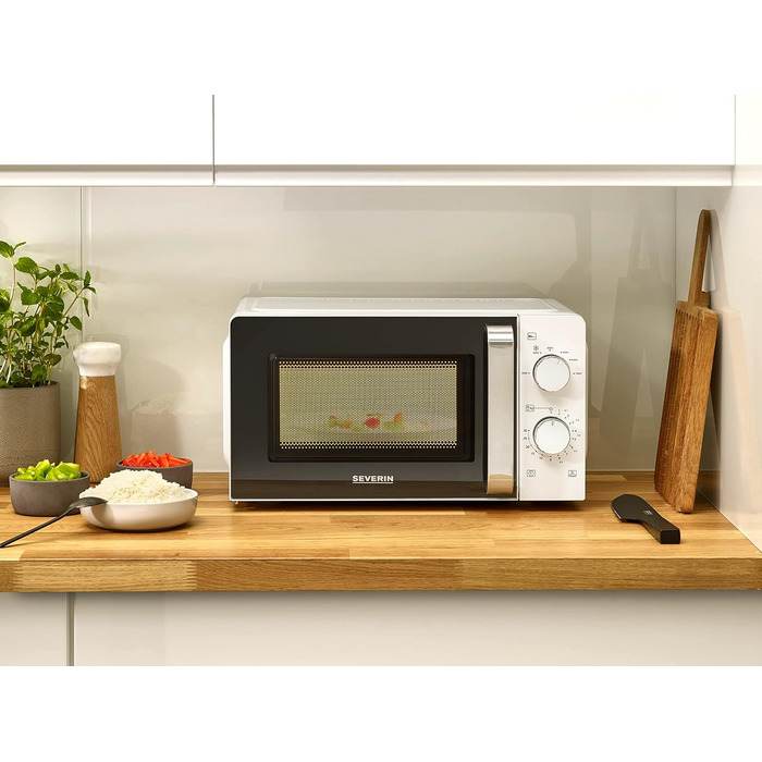 Мікрохвильова піч для розморожування та нагрівання, мікрохвильова піч з поворотним столом для рівномірного розподілу тепла, 17 л, білий/чорний, MW 7885