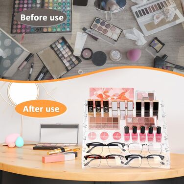 Рівневий акриловий органайзер для лаку для нігтів, підставка для зберігання лаку для нігтів, окулярів, чорнила для татуювання, ефірних олій, пляшечок з фарбою та іншого - прозорий настільний органайзер на 78-84 пляшечки, 6-