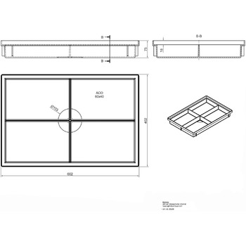 Килимок для дверей ACO 600x400 мм, ребристий, антрацитовий, з піддоном Vario Light, скребком для взуття, килимок для дверей