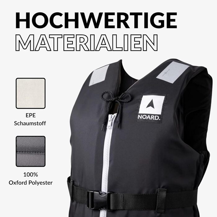 Рятувальний жилет NOARD 5 розмірів Black Edition 25-120 кг EN ISO 12402-5 CE (50 N) Жилет із міцного пінопласту чорного кольору 30-50 кг