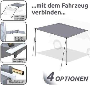 Брезент для будинку на колесах 260 x 240 Тіньове вітрило з пілоном для кемпінгу, автобуса, автомобіля, УФ-50 Захист, водонепроникн