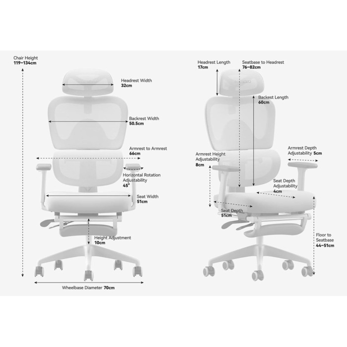 Ергономічне офісне крісло MUSSO E600SE, 3-рівневе регулювання поперекової опори, 3D-регульовані підлокітники та підголівник з підставкою для ніг, адаптоване для жінок, підтримка хребта під час сидіння (бежевий)