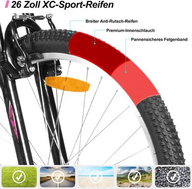 Жіночий гірський велосипед Hiland 26 дюймів, 18 швидкостей, жіночий гірський велосипед з V-подібними гальмами, міцний MTB для жінок, різні кольори, білий