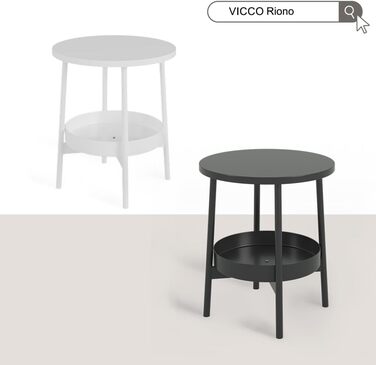 Журнальний столик Vicco Riono, білий, 40 x 40 см з додатковим місцем для зберігання