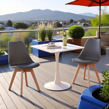 Сучасний обідній стіл 70x70 квадратний стіл кухонний стіл маленький обідній стіл з металевими ніжками, підходить для вітальні, їдальні, балкону, білий 70 x 70 см (квадратний) квадратно-білий