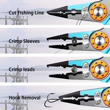 Багатофункціональні рибальські щипці SAN LIKE - різак волосіні - снасть для зняття гачка, рибальські щипці з нержавіючої сталі з футляром і шнурком, щипці для морської рибалки, інструмент для зняття гачка