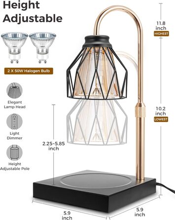 Лампа-підігрівач свічок LOHAS-LED для ароматичних свічок, електрична лампа-підігрівач свічок, підігрівач воску для ароматичних ламп з таймером і диммером, підігрівач свічок для йоги, спальня, декор