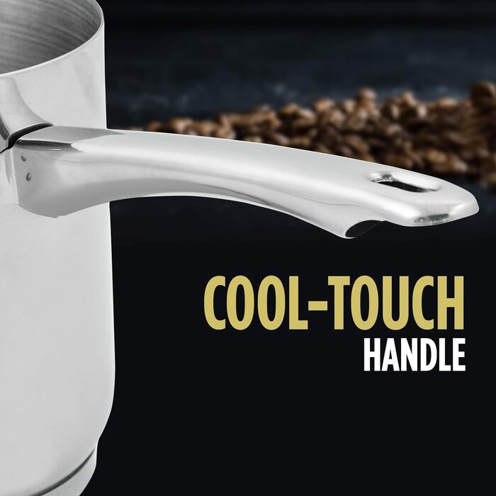 Індукційний горщик Moka з нержавіючої сталі ROSMARINO, 700 мл, сучасний турецький кавник Cezve з 3-шаровою сталевою основою, підхо