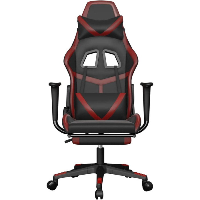 Геймерське крісло з підставкою для ніг, чорно-бордова штучна шкіра, модель 3143683