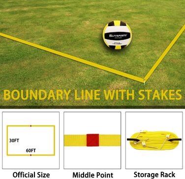 Професійний портативний комплект волейбольної сітки LFYSPORTS (з регульованою висотою, маркерами рахунків, м'ячем та граничними лініями), для пляжу та заднього двору