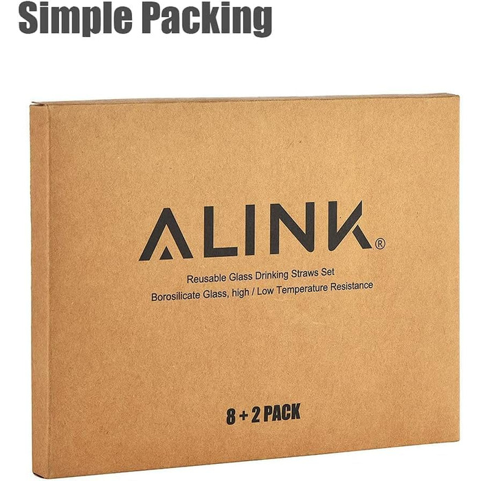 Прозора соломинка для пиття ALINK Glass Straws пряма 8 шт. 10 мм x 15,2 см, багаторазові скляні соломинки для пиття 2 щітки для чи