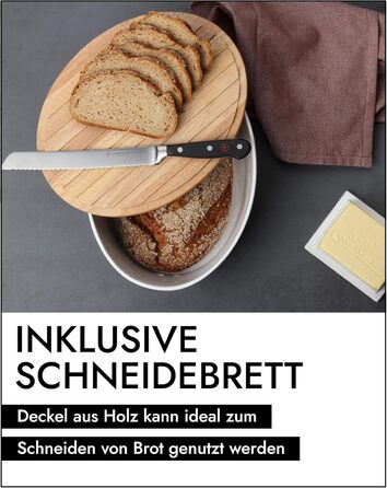 Керамічна хлібниця CONTINENTA З практичними отворами для повітря проти висихання та плісняви Ручна робота в Португалії Біла (30x23