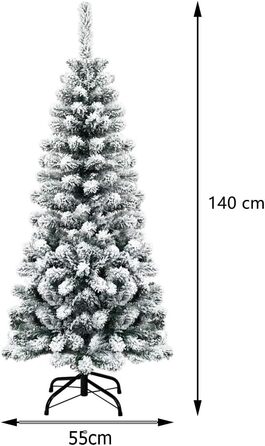 Ялинка-олівець зі снігом 135 см біла COSTWAY