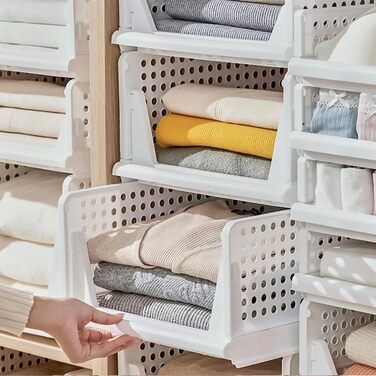 Елементний штабельований складний гардероб для зберігання ящиків шафа-органайзер ящик пластикові ящики для зберігання для дому спальня кухня 4 кольори та білий, 8-